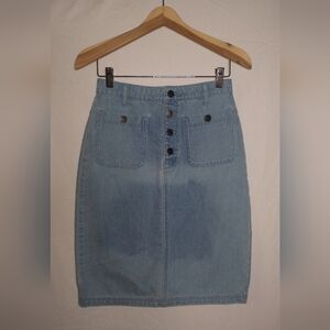 Revolve Cupcakes & Cashmere Light Blue Denim Pencil Skirt Anthropologie 4